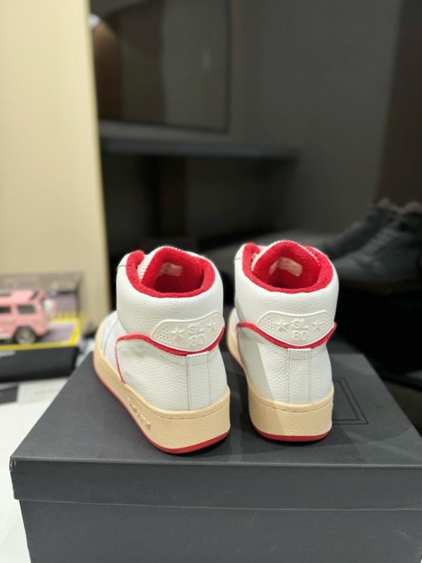 2024 Unisex Yves Saint Laurent White Red Leather Sneakers MJ00390