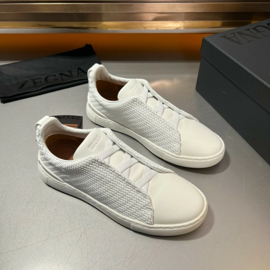 2024 Men Ermenegildo Zegna White Leather PELLETESSUTA Sneakers MJ00280