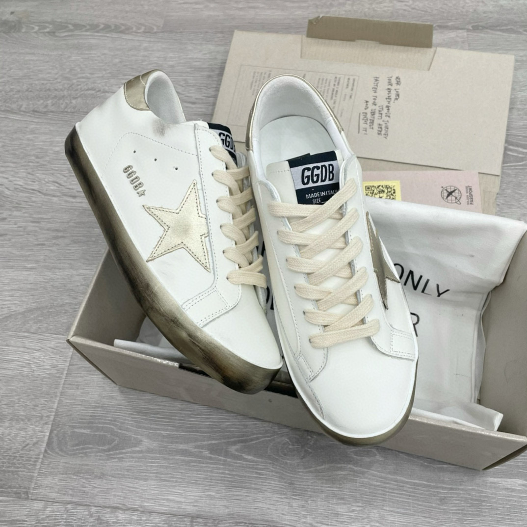 2025 Men GGDB White Beige Leather Sneakers