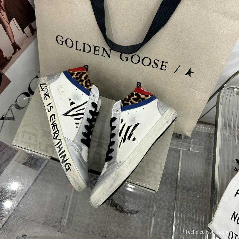 2024 Unisex GGDB White Leopard Blue Leather Suede High-Top Sneakers MJ00300
