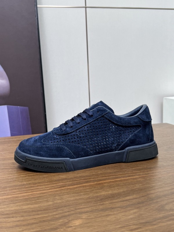 2025 Men Dolce & Gabbana Navy Suede Sneakers LY00280