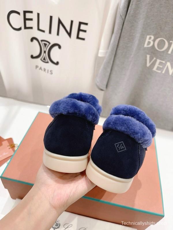 2024 Women LP Blue Suede Shearling Loafers MJ00300