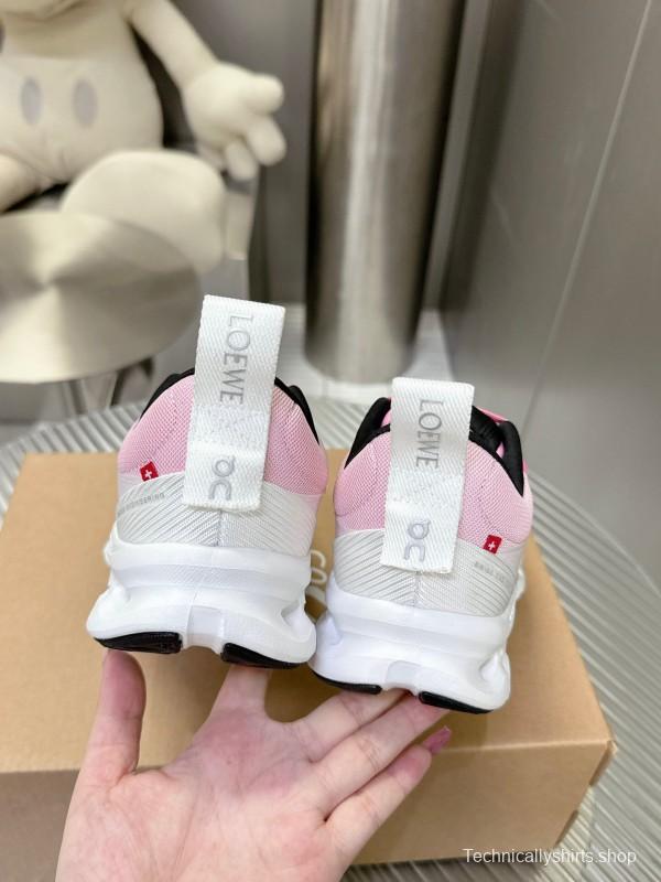 2025 Women Loewe Pink White Mesh Leather Sneakers