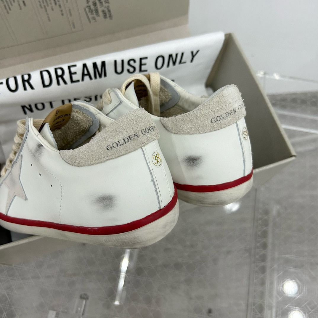 2025 Unisex GGDB White Red Original Leather Sneakers