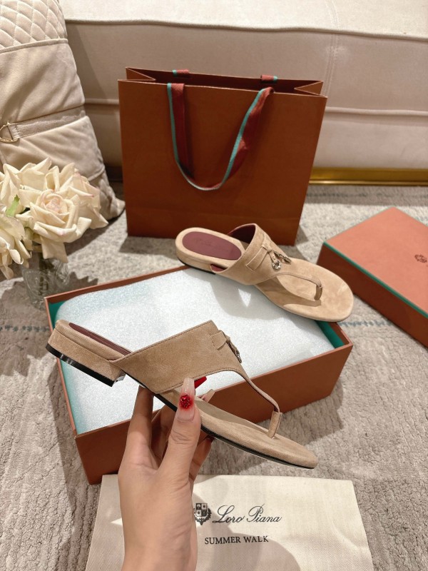 2025 Slippers LP Beige Suede Thong Sandal LY00250