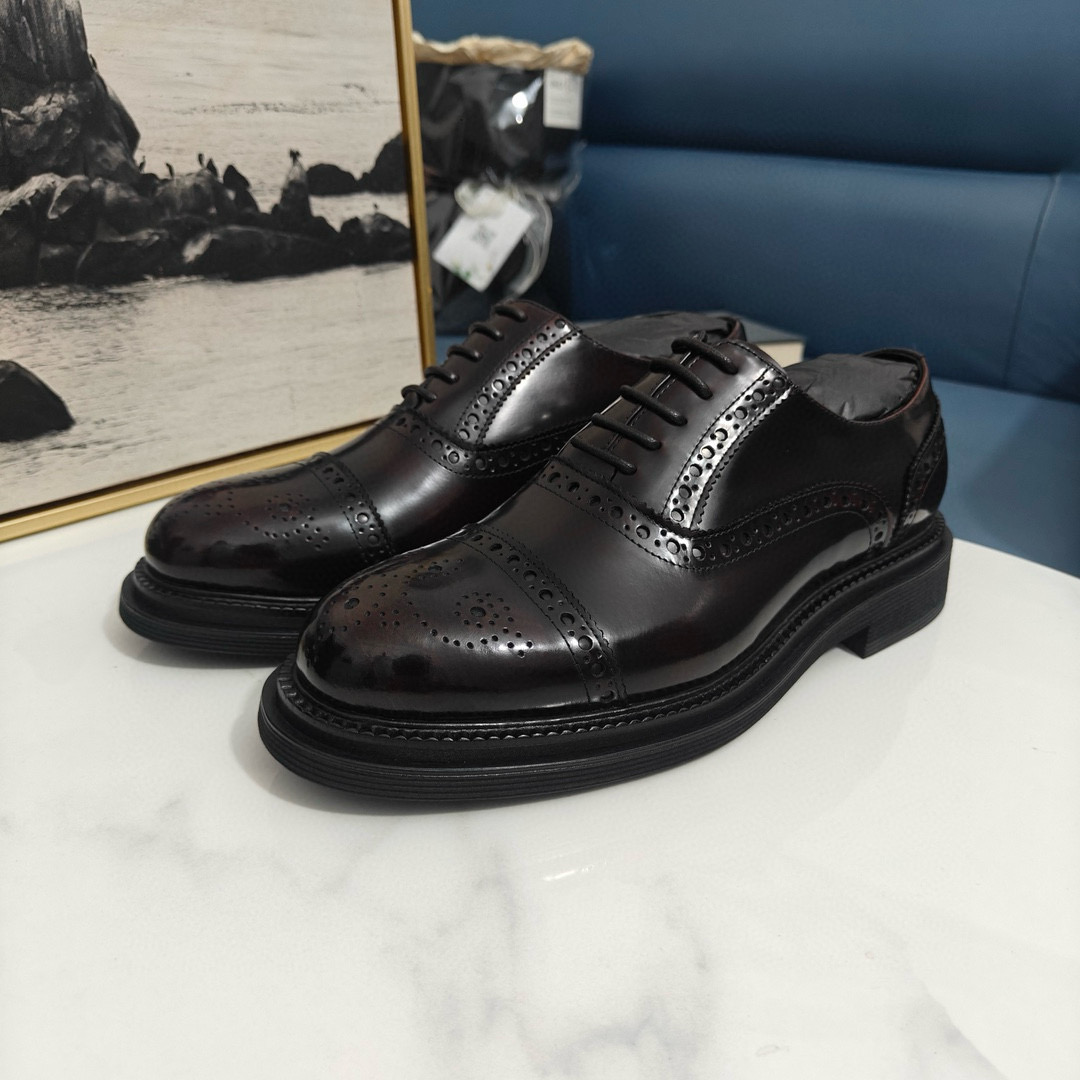 2024 Men Dolce & Gabbana Black Leather Derby MJ00420