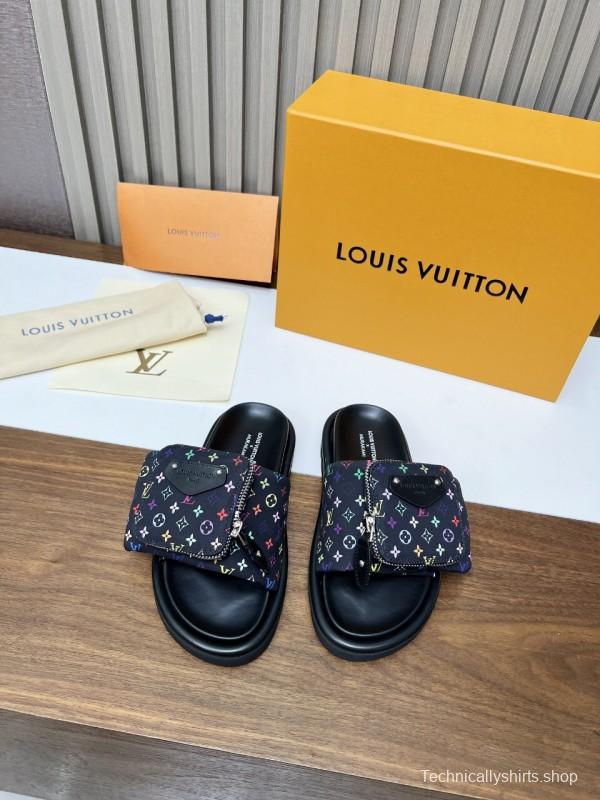 2025 Slippers Louis Vuitton Multicolor Canvas Slippers KFY00230