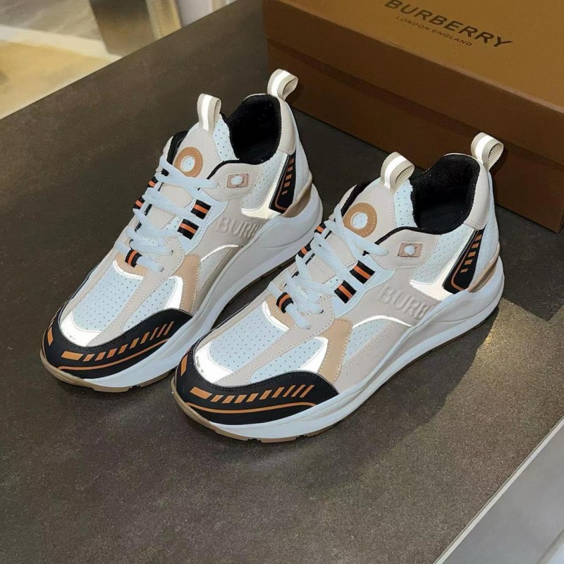 2025 Unisex Burberry Beige White Black Leather Suede Mesh Chunky Sneakers MJ00380(F/W)