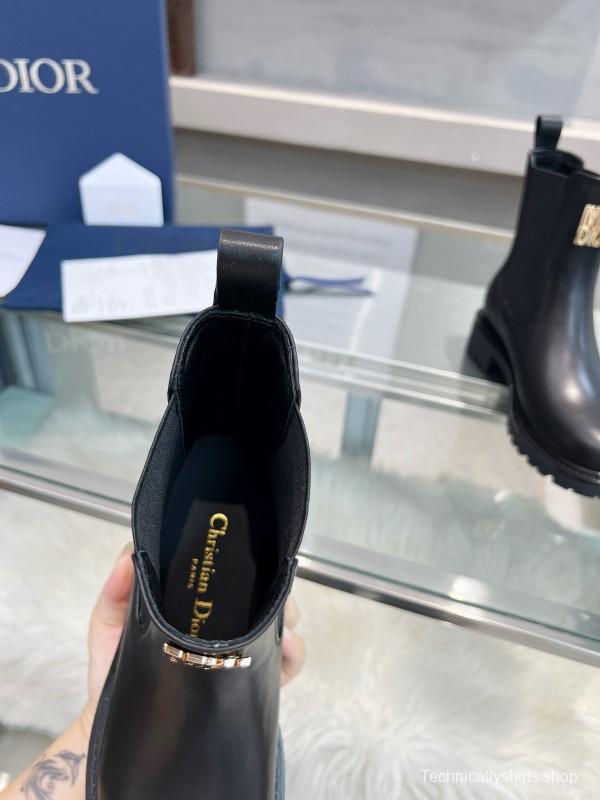 2024 Women Dior Black Leather Boots MJ00350