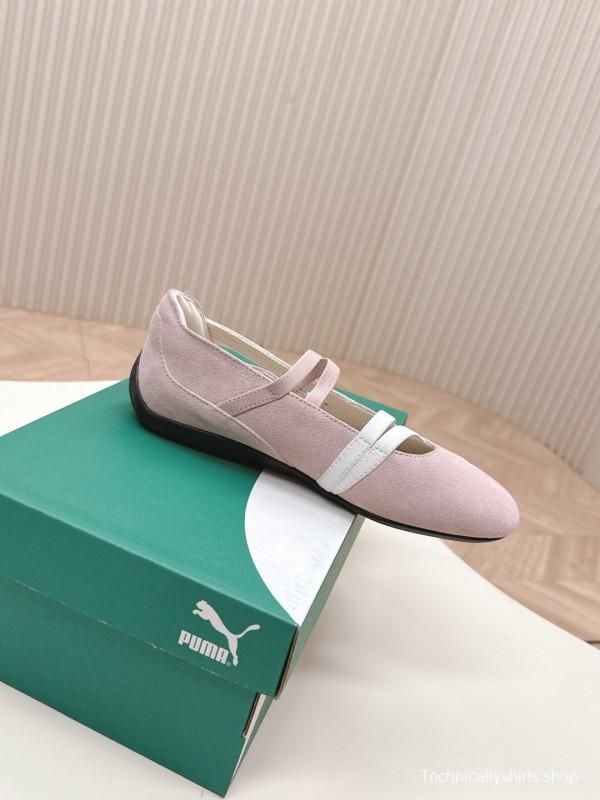 2025 Women PUMA Light Pink Suede Ballet Shoes