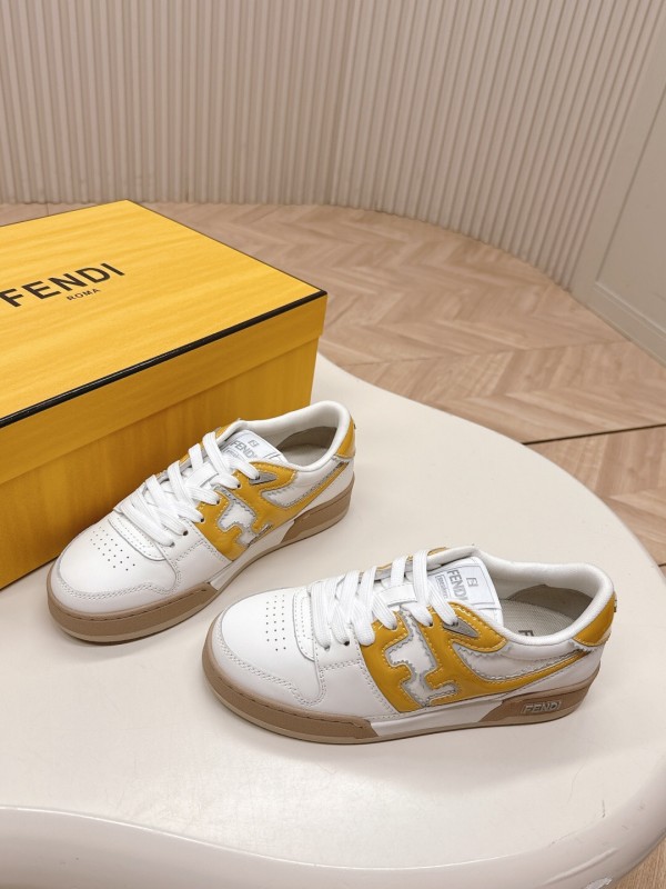 2025 Unisex Fendi White Yellow Leather Plimsolls FD Match LY00360(F)/LY00370(M)