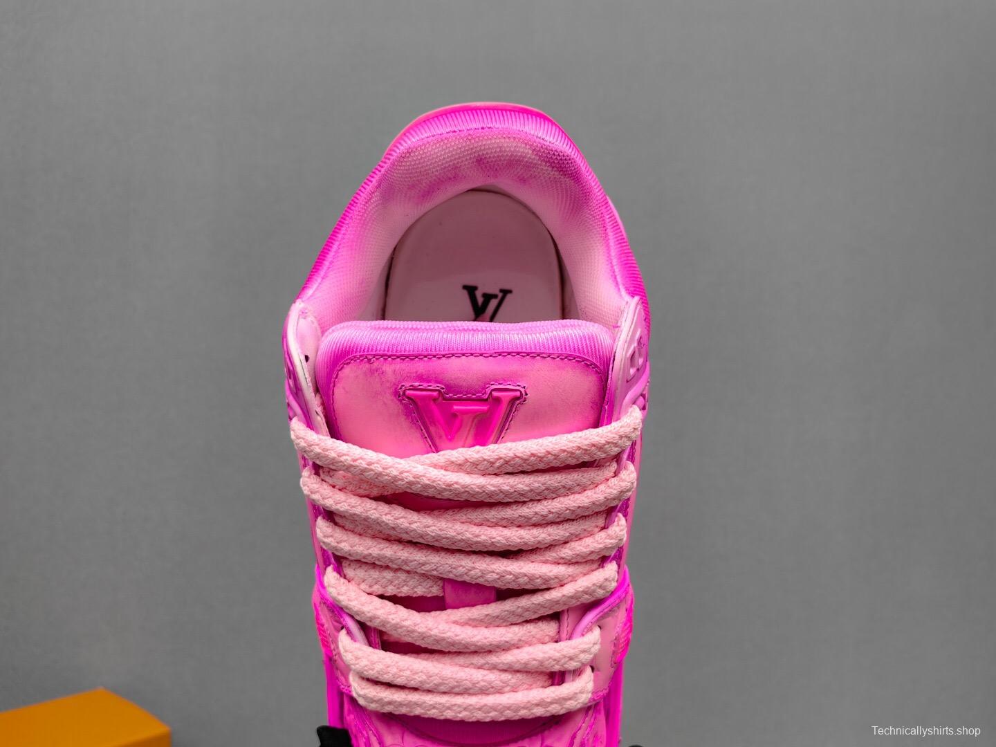 2025 Women Louis Vuitton Pink Leather Sneakers