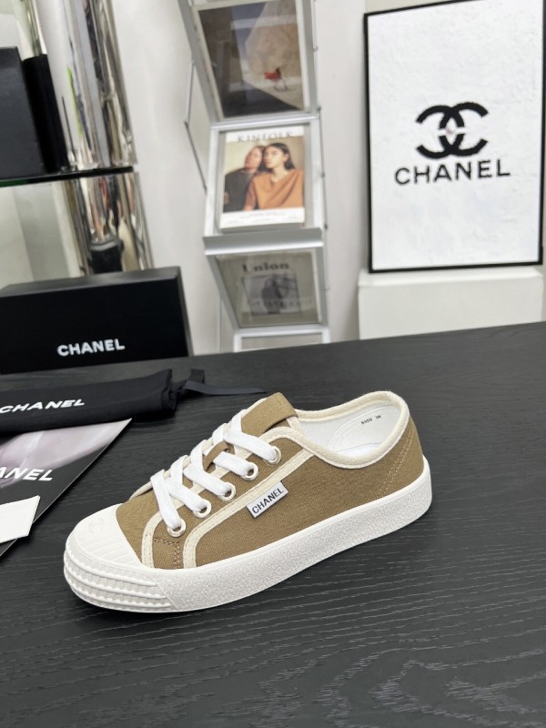 2025 Women Chanel Brown Canvas Sneakers LY00230