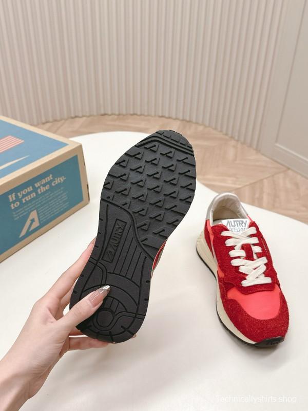 2024 Unisex Autry Red White Leather Mesh Sneakers MJ00330