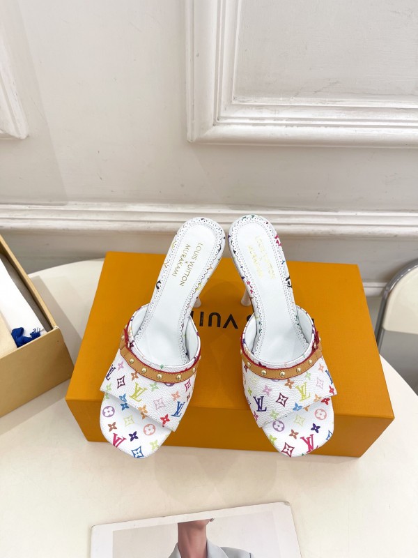 2025 Slippers Louis Vuitton Multi Color Leather Slippers KFY00290