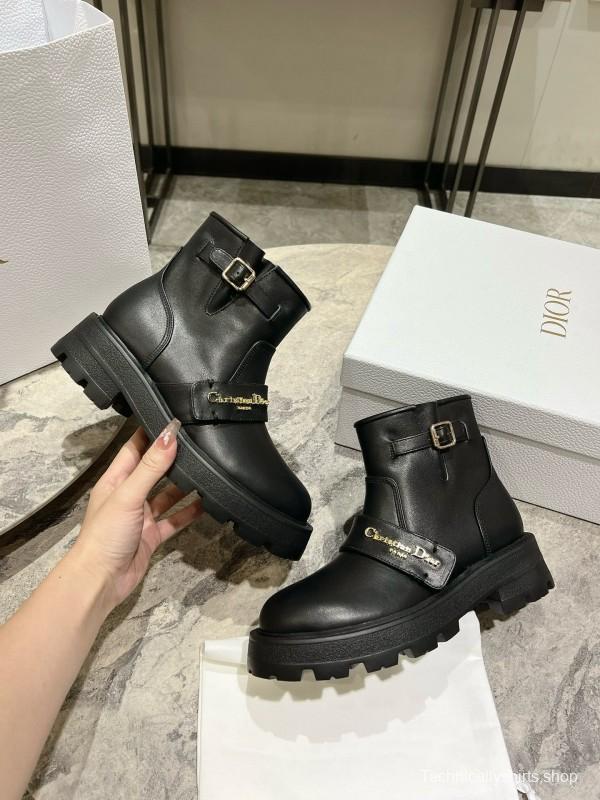 2024 Women Dior Black Calfskin Leather Ankle Boots Hardware MJ00430