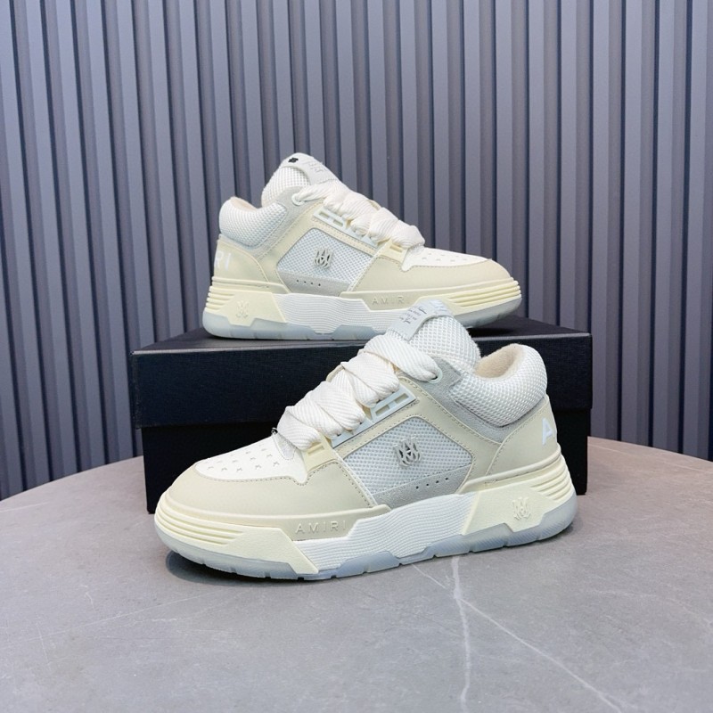 2024 Unisex Amiri White Mesh Leather Sneakers MJ00360