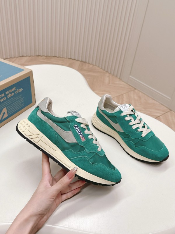 2024 Men Autry green beige suede mesh sneakers 