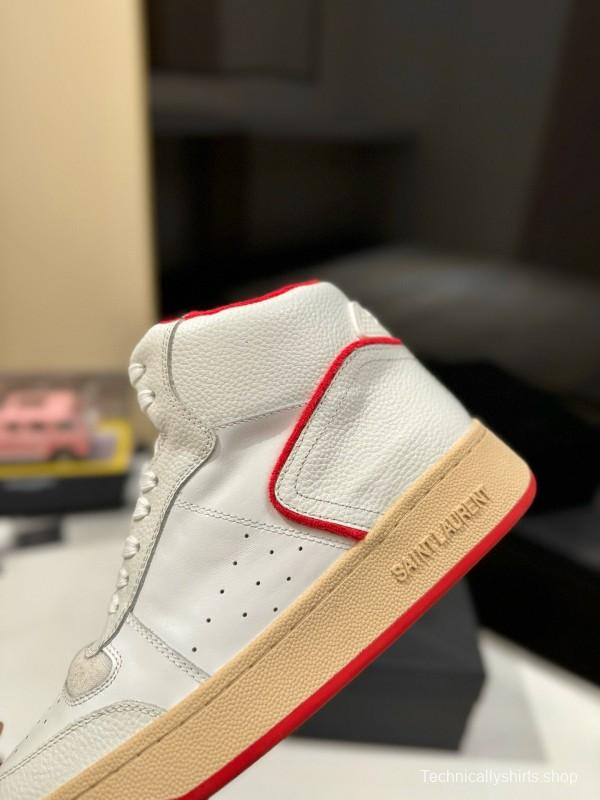 2024 Unisex Yves Saint Laurent White Red Leather Sneakers MJ00390