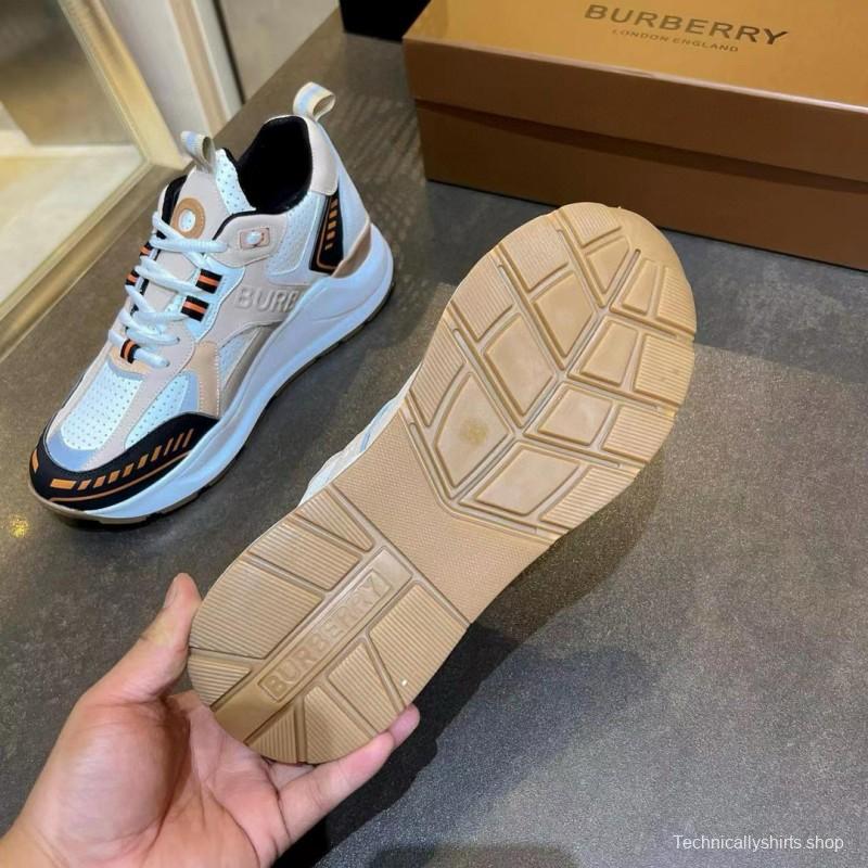 2025 Unisex Burberry Beige White Black Leather Suede Mesh Chunky Sneakers MJ00380(F/W)