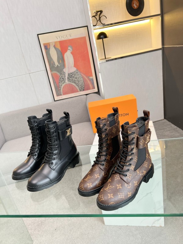 2024 Women Louis Vuitton Brown Leather Boots MJ00320