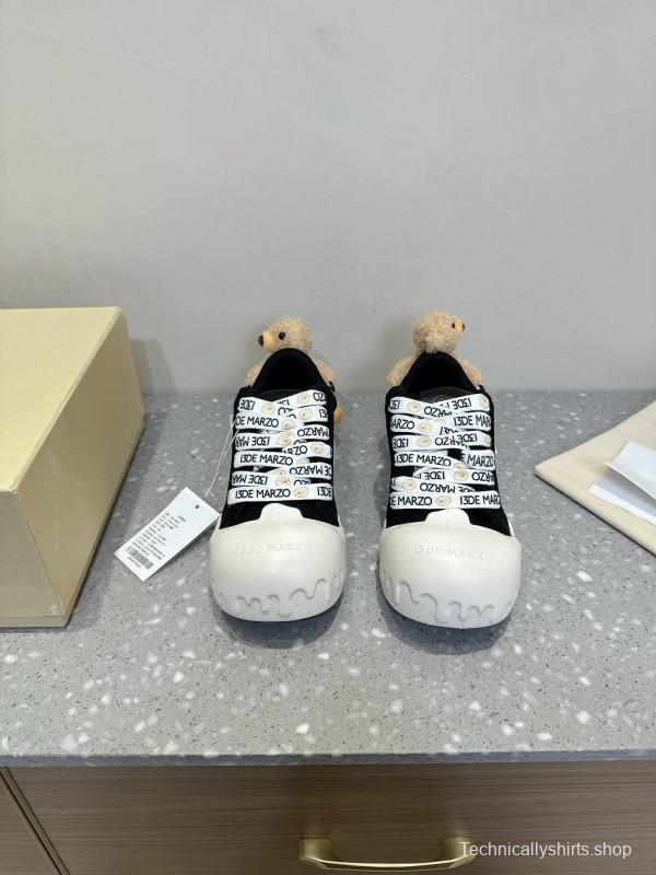 2025 Women 13DE MARZO Black Canvas Small Bear Toy Sneakers KFY00280