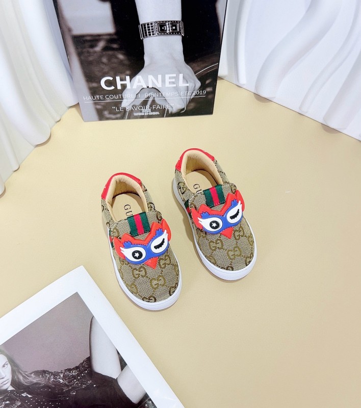 2024 Kids Gucci Brown Red Canvas Slip-On
