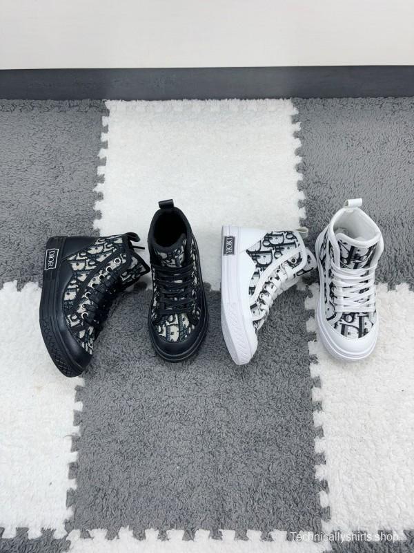 2024 Kids Dior Black White Canvas Sneakers