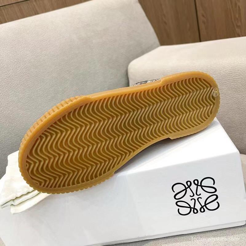 2025 Women Loewe Black White Canvas Rubber High Top Sneakers LY00291