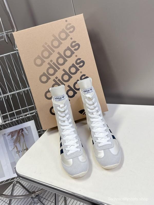 2025 Unisex Adidas White High-Top Sneakers Suede And Fabric Retro Design Original Sole KFY00320