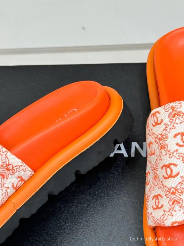 2025 Slippers Chanel Orange Nylon Slippers