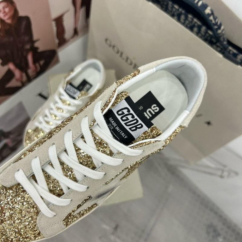 2025 Women GGDB Gold Glitter Leather Sneakers MJ00260