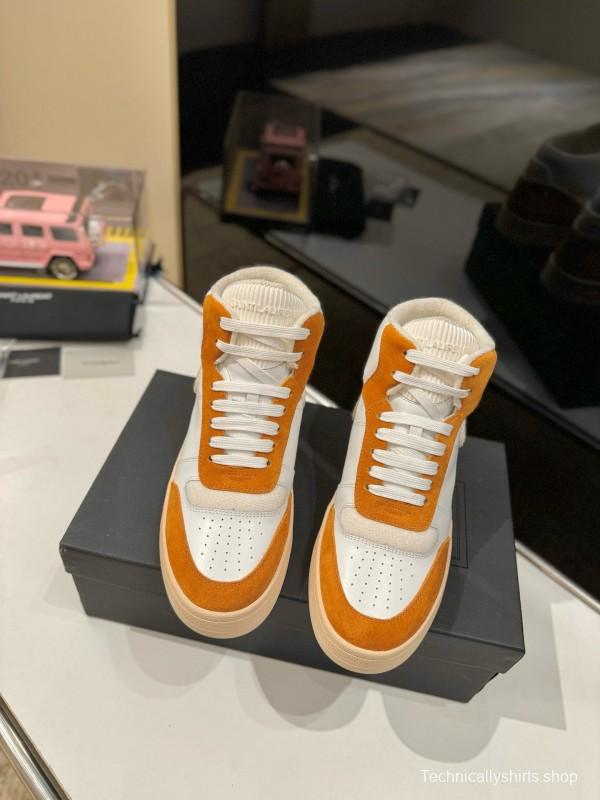 2024 Unisex Yves Saint Laurent White Orange Leather Sneakers MJ00390