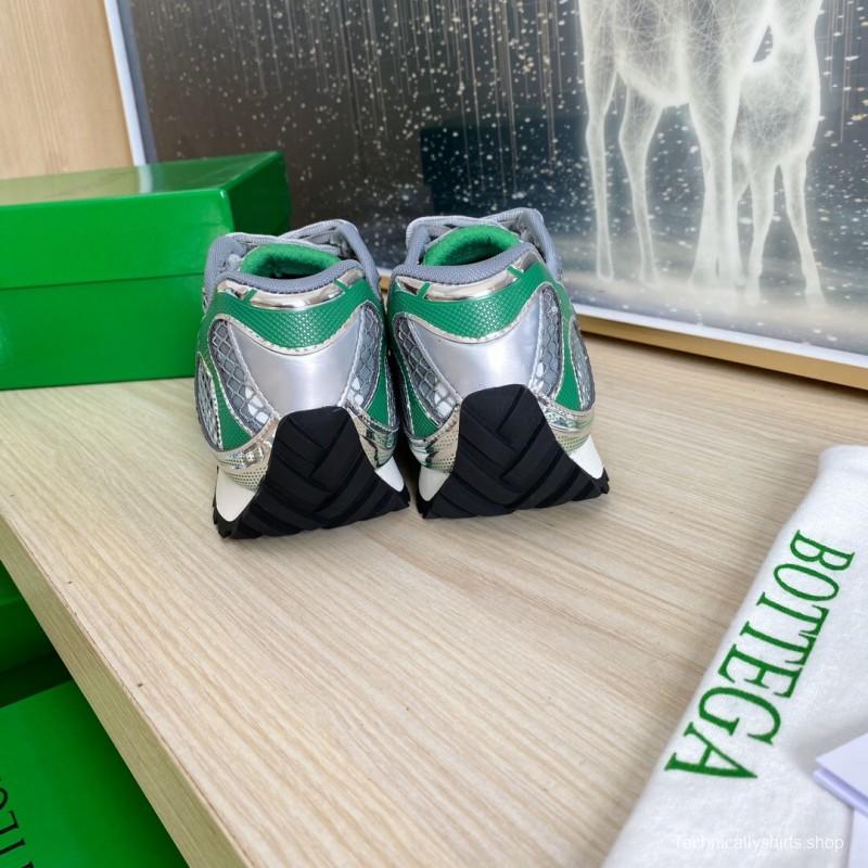 2025 Unisex Bottega Veneta Green Silver Mesh Sneakers LY00310