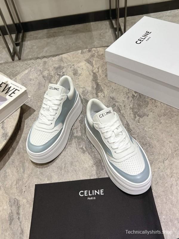 2025 Women Celine Blue White Leather Mesh Sneakers