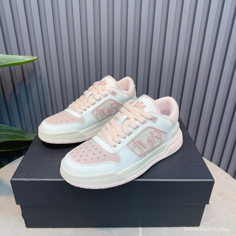2025 Unisex Amiri White Pink Leather Sneakers MJ00360