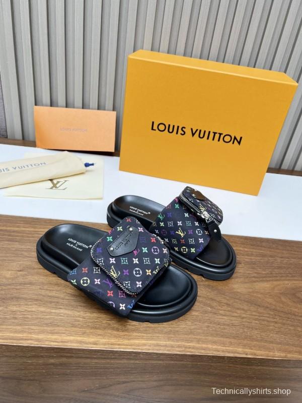 2025 Slippers Louis Vuitton Multicolor Canvas Slippers KFY00230