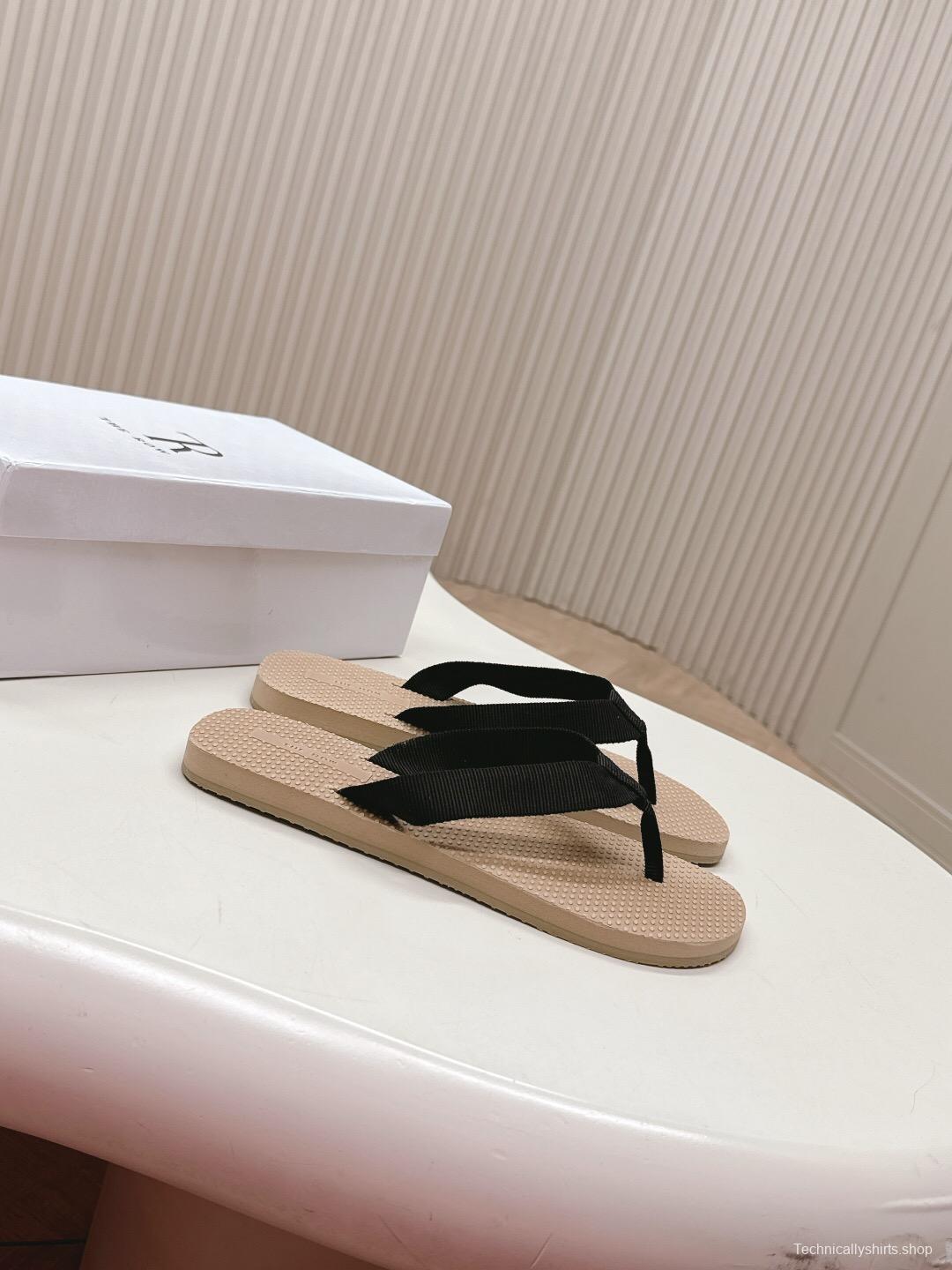 2025 The Row Black Beige Fabric Slippers