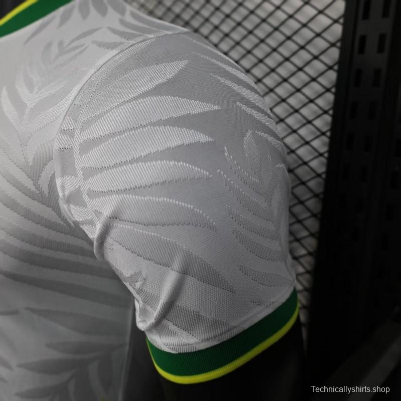 Player Version 2025 Brazil White with Rooster Print Jersey