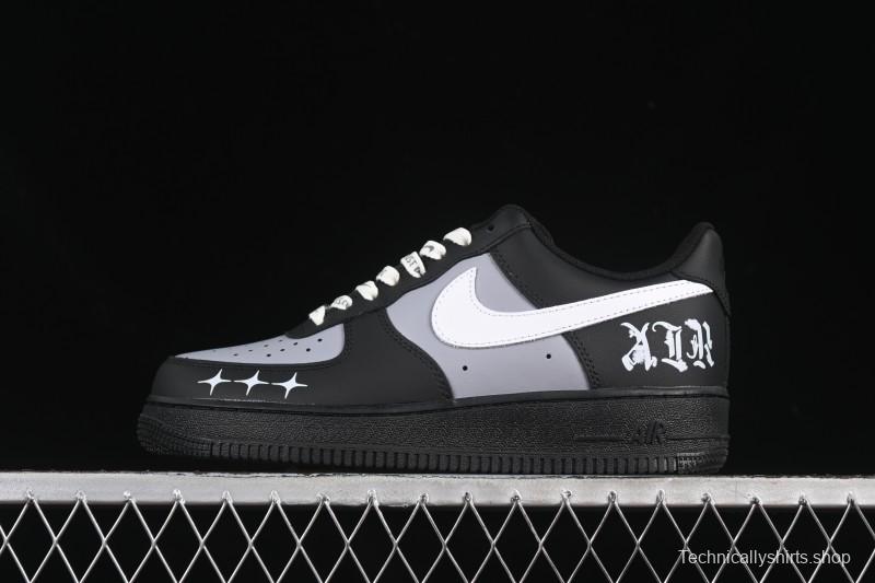 Nike Air Force 1 '07 Low Black Silver Court Low-Top Casual Sneakers - ZH0316-085