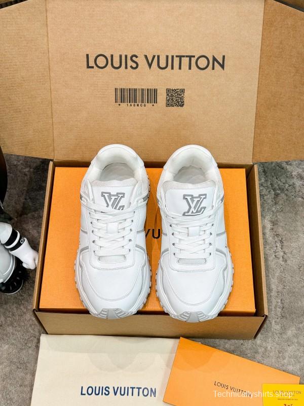 2025 Unisex Louis Vuitton White Leather Sneakers Run Away Maxi AS00390