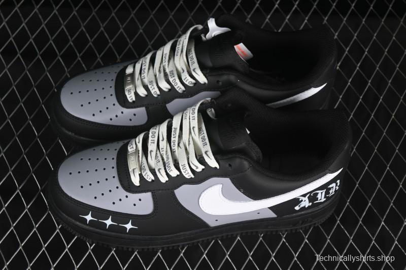 Nike Air Force 1 '07 Low Black Silver Court Low-Top Casual Sneakers - ZH0316-085