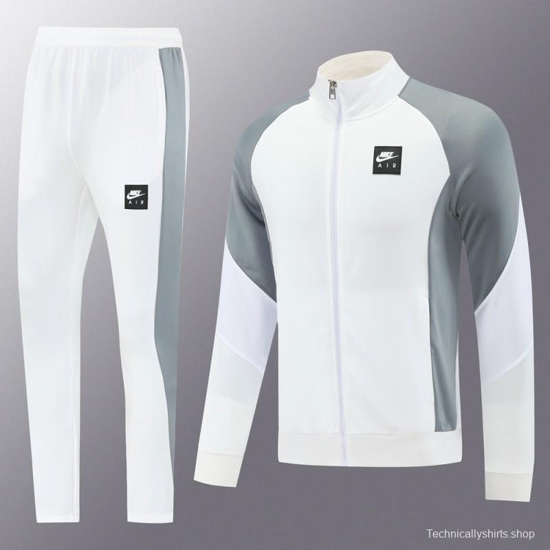 2025 NIKE WHITE/Grey Full Zipper Jacket +Long Pants