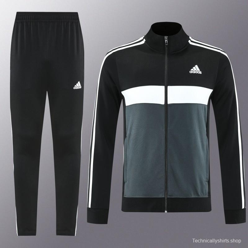 2025 Adidas Black/Grey Full Zipper Jacket +Long Pants