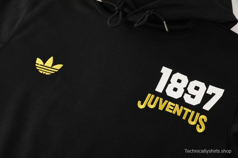 25/26 Juventus Black Hoodie Full Zipper Jacket + Long Pants