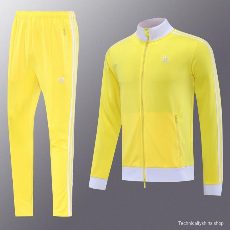 2025 Adidas Original Yellow Full Hoodie Zipper Jacket +Long Pants