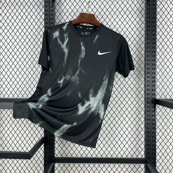 2025 NIKE Training Black with Abstract Paint Pattern T-Shirt #1045