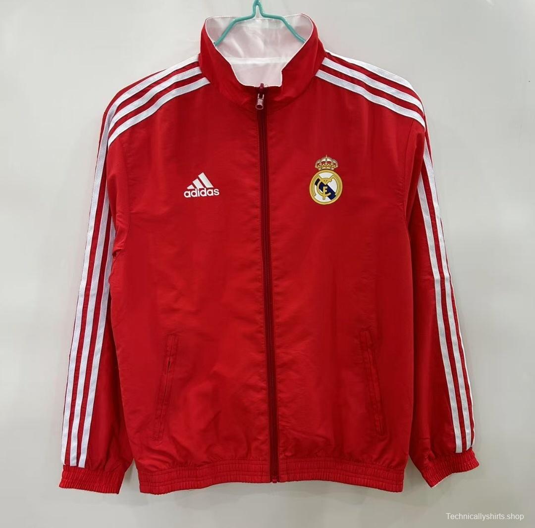 25/26 Real Madrid Red/White Reversible Windbreaker