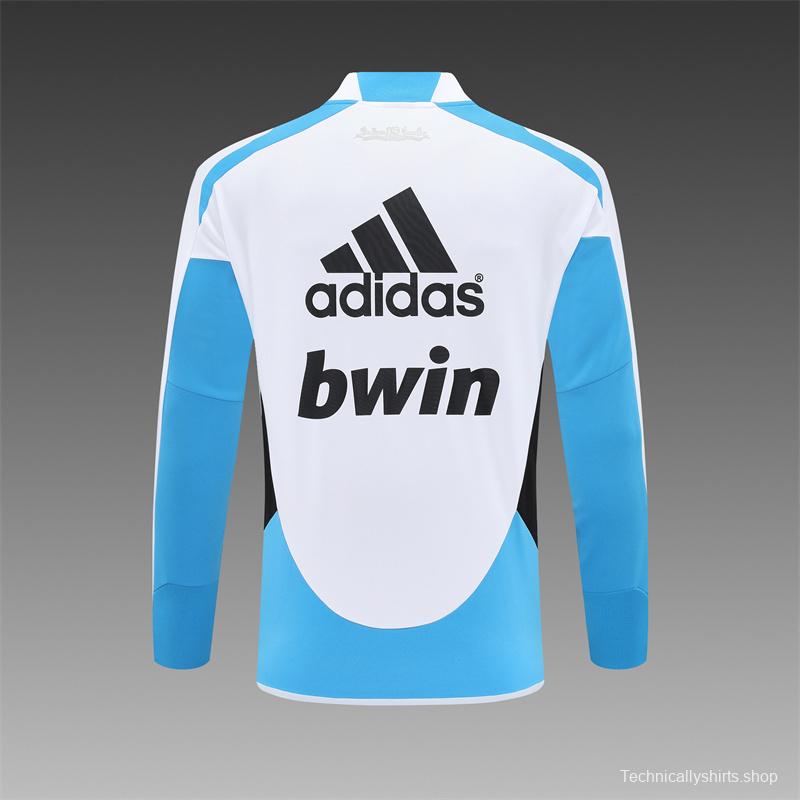 Retro 12/13 Real Madrid White/Blue Half Zipper Jacket