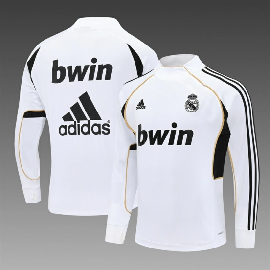Retro 11/12 Real Madrid White Half Zipper Jacket
